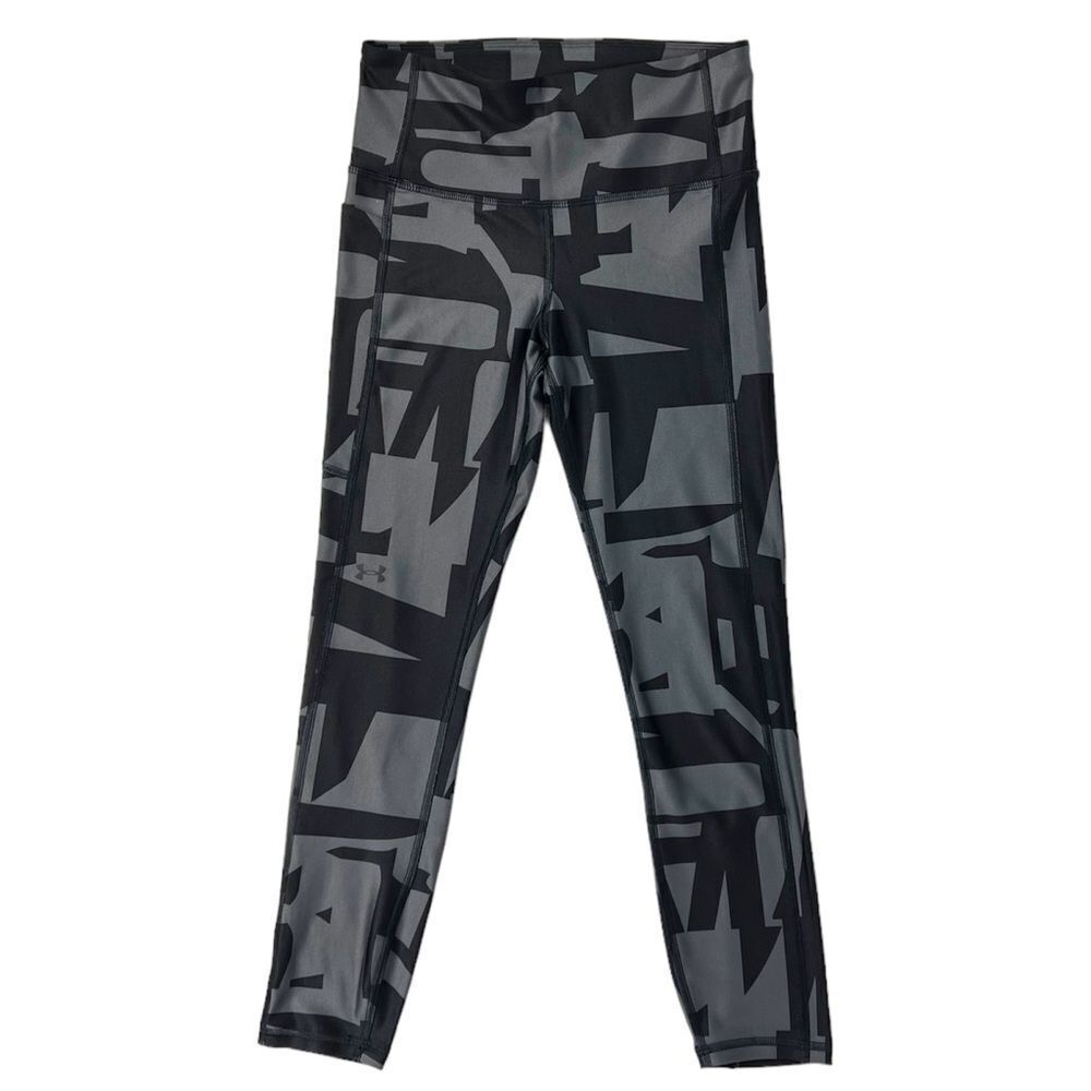 Under Armour HeatGear‎ Grey Black Compression Leggings Side Pocket Size Small
